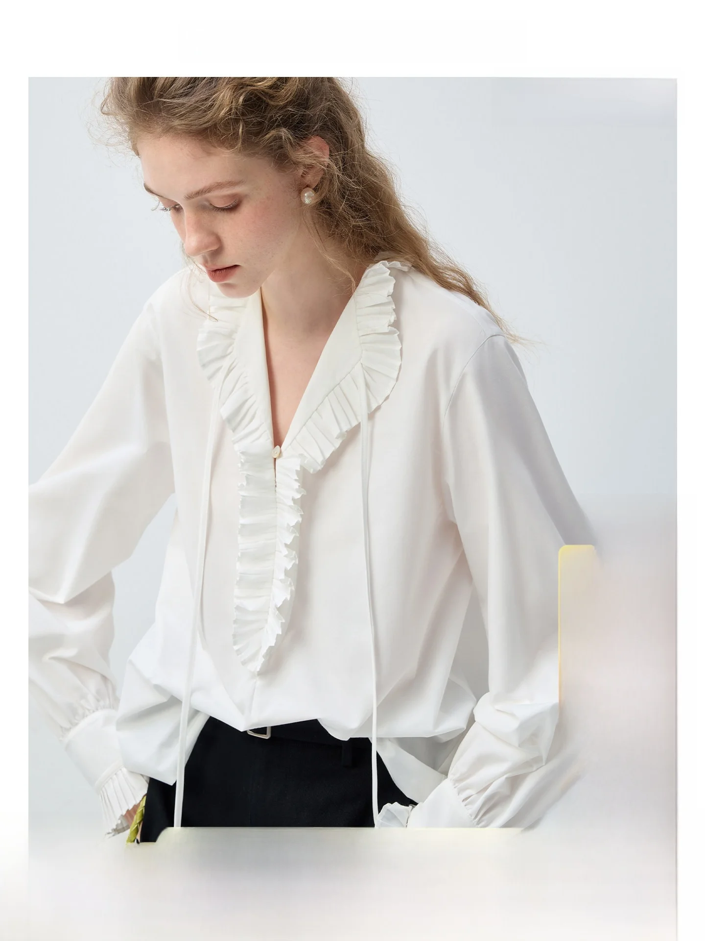 

Женская блузка Ele VEGA CHANG с рукавами-фонариками и V-образным вырезом, весенняя, универсальная, с длинными рукавами, удобная, дышащая, в корейском стиле