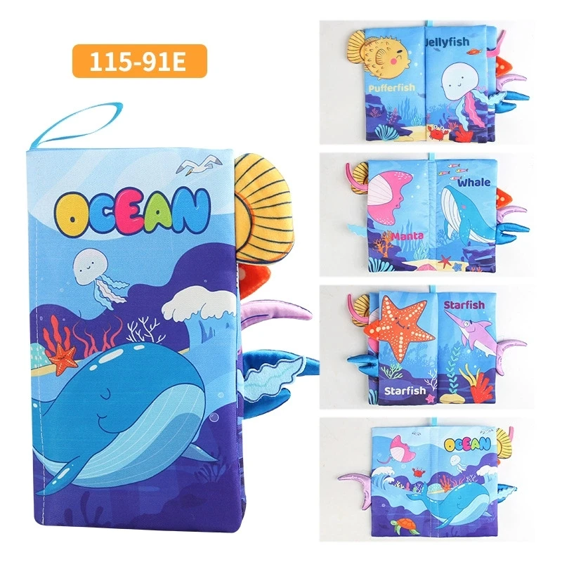 Gran oferta, juguete educativo de Aprendizaje Temprano para bebés de 0 a 36 meses, libro de tela con cola, rompecabezas de papel con sonido interactivo para padres e hijos, sonajero
