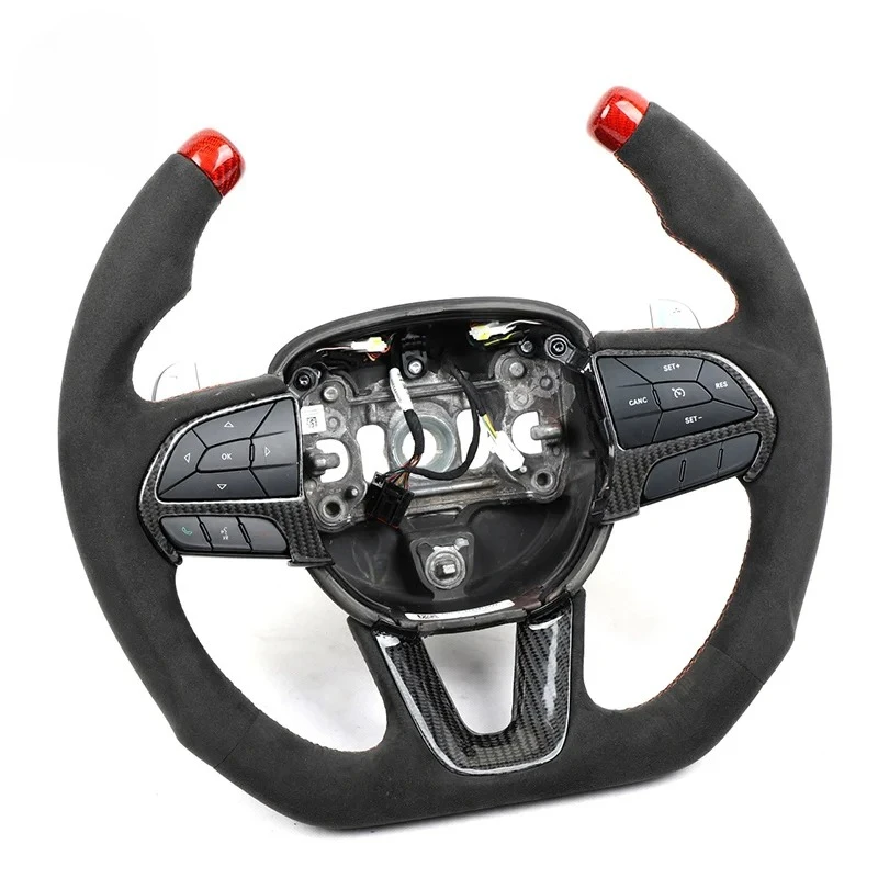 Hot Personal customize universal modified carbon fiber suede alcantara car steering wheel Fit for Dodge
