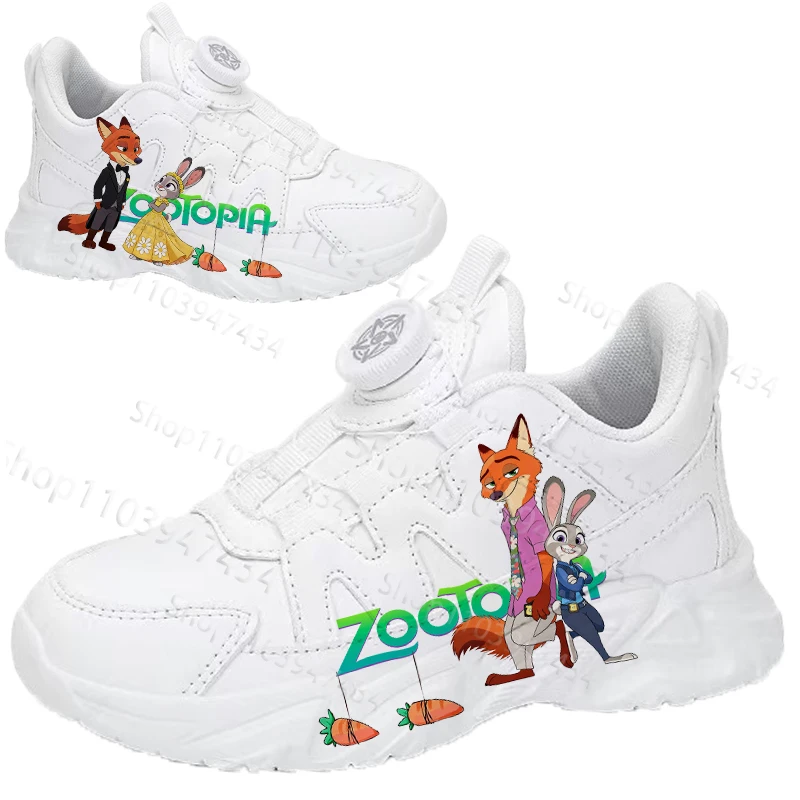 

Zootopia Judy Nick Couple Print Design High Quality Children casual shoes boys girls Simple White series shoes kids gift