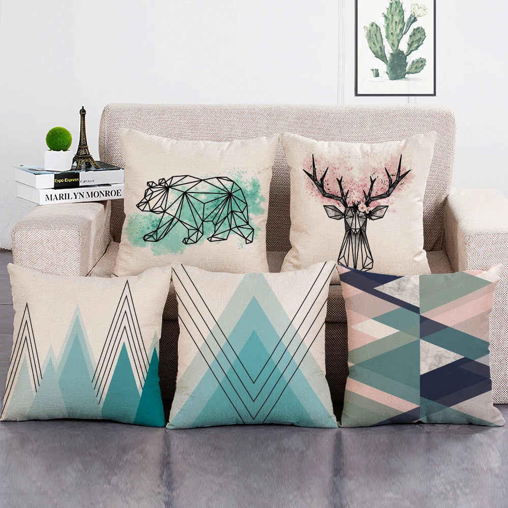 

Nordic Pop Geometry Custom Printed Throw Pillow Case Home Decorative Cushion Cover for Sofa Car Decor