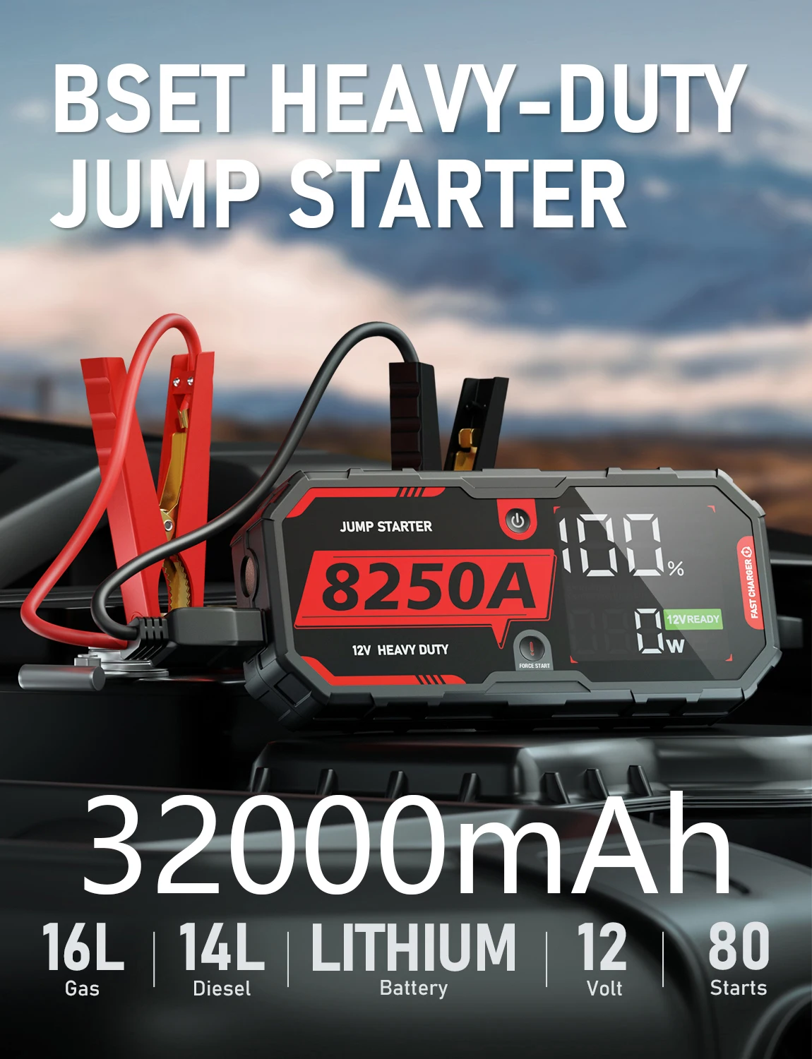 المحمولة سيارة الانتقال كاتب 8250A 12 فولت 32000 مللي أمبير قوة البنك بطارية الداعم مكثف فائق الانتقال كاتب ل كاتب السيارة