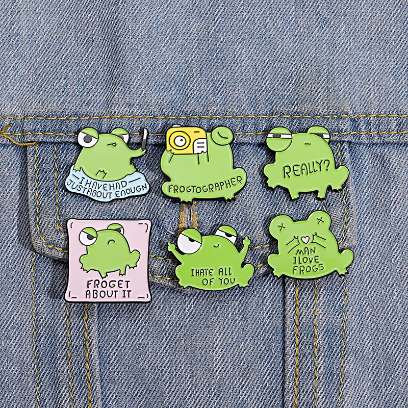 25 Types Frog Shape Enamel Pins Cartoon Froggy Creative Brooches Jewelry Backpack Clothes Cute Animal Lapel Badge Accessories