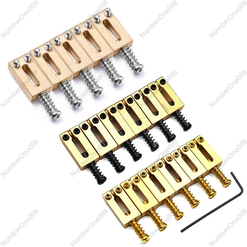 6 10.5MM String Spaces, Solid Brass Electric Guitar Bridge Code Code Pull Code String Saddle for Fender