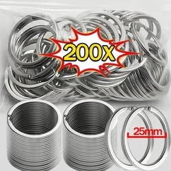 10/200pcs Stainless Steel Key Rings Round Flat Line Split Rings Keyring for Jewelry Making Polished Keychain DIY Findings 25mm