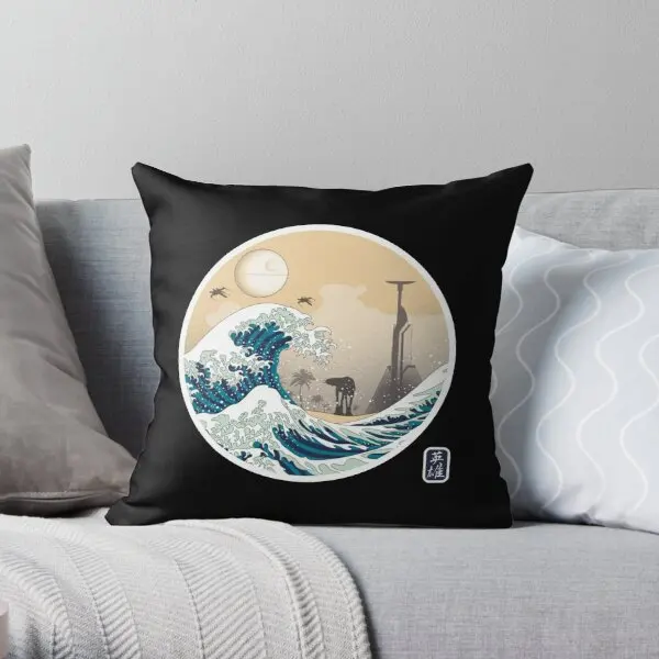 Art 90S The Great Wave Off Kanagawa  Printing Throw Pillow Cover Decor Bedroom Car Home Office Soft Pillows not include One Side