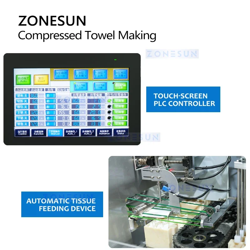 ZONESUN เครื่องทําผ้าเช็ดตัวแบบใช้แล้วทิ้งแบบบีบอัดอัตโนมัติแบบพกพา Mini Towel Face Towels ZS-HAN9800