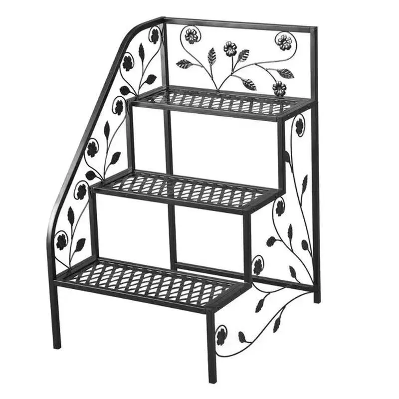 3 Layer Metal Ladder Plant Support Heavy Duty Durable Corrosion Resistant Storage Rack for Home Garden