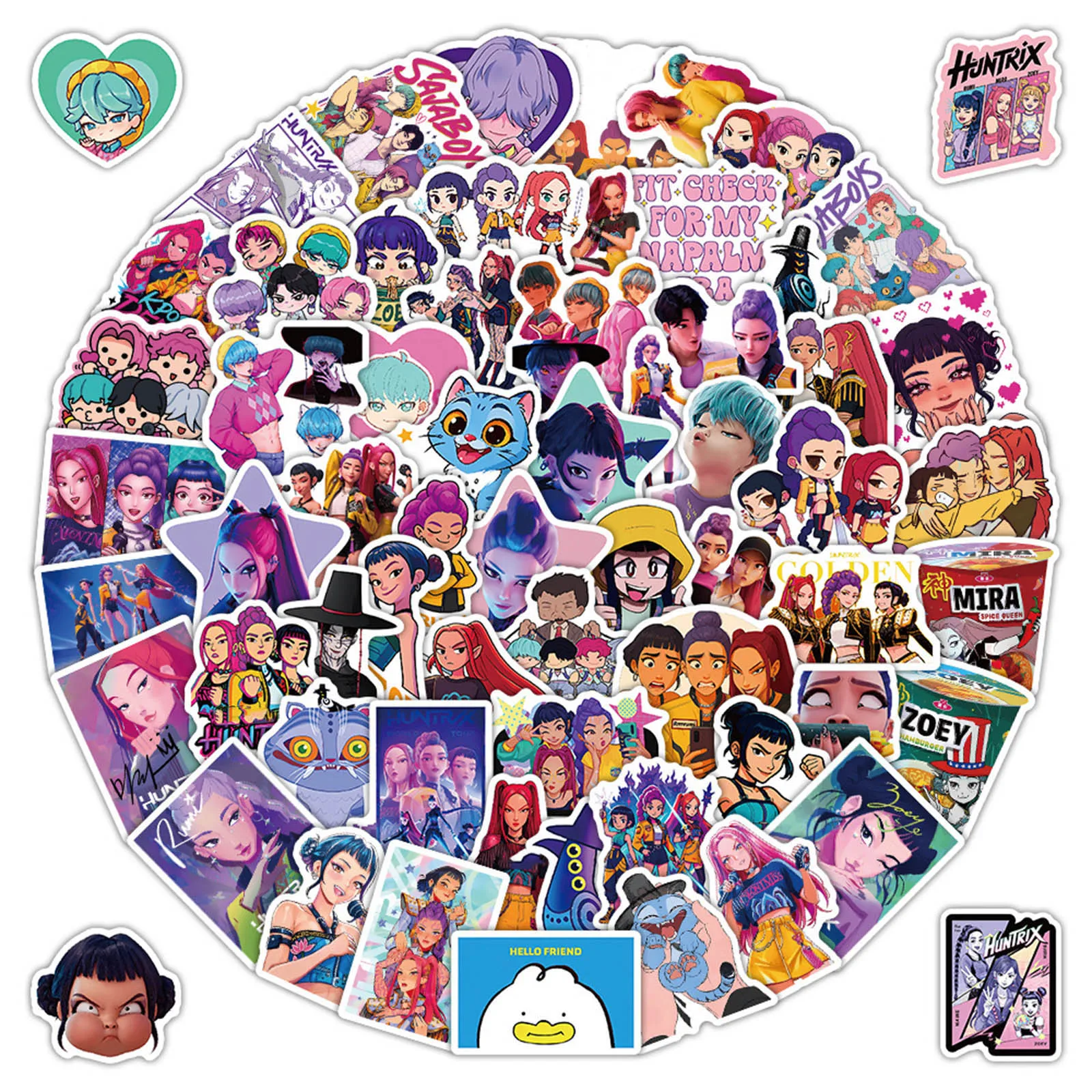 K-popハンターコープステッカーパック104枚フルセット防水ビニールデカールK-popアニメグラフィティDIYスクラップブッキングデコレーション用