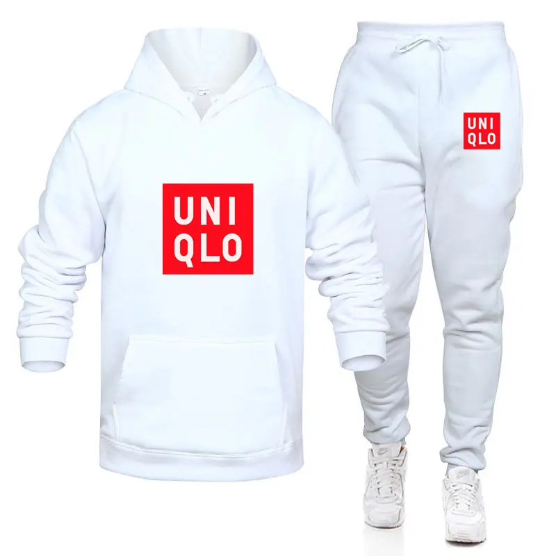 

2026 Trendy Uniqlo Autumn Cotton Brand Printed Men's Sportswear Sweater Hoodie Pants Fashion Casual Daily Sportswear Men's Wear