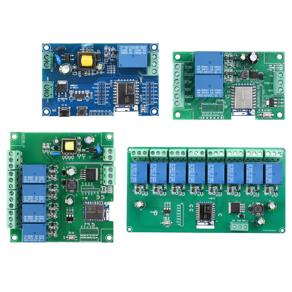 ESP8266 Wireless WIFI Relay Module 1/2/4/8 Channel ESP-07 Development Board AC/DC 5V/7-28V/8-80V Smart Home Remote Control