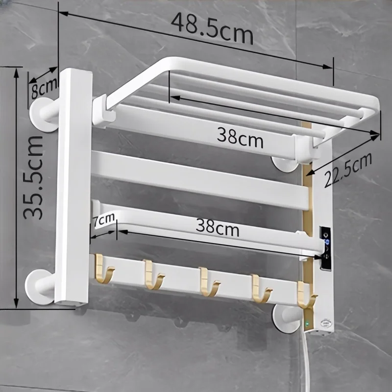 Electric Towel Rack with Display Screen Small Bathroom Towel Heating Rack Electric Drying Punch-free Wall-mounted Storage Rack