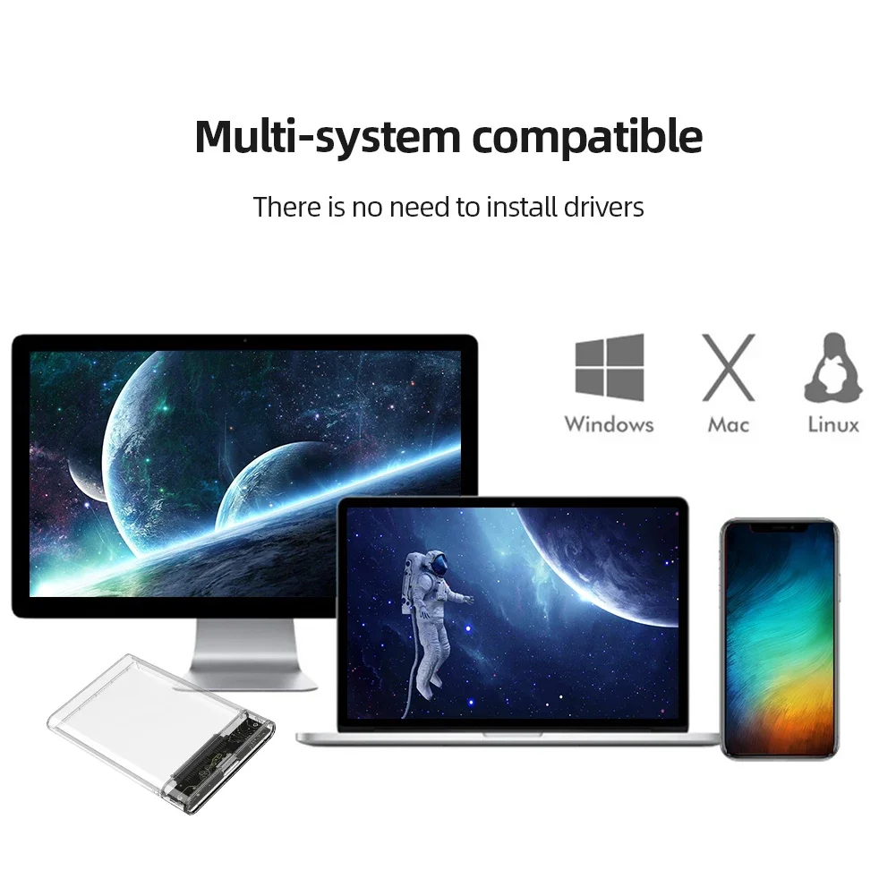 กล่องใส่ฮาร์ดดิสก์ภายนอกแบบพกพากล่อง SATA 2.5นิ้วสำหรับ MacBook PC