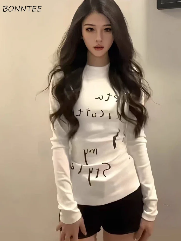 

Футболки с длинным рукавом, женские тонкие универсальные футболки с принтом, американская модная уличная одежда, весенне-осенняя одежда, базовые внутренние топы на каждый день