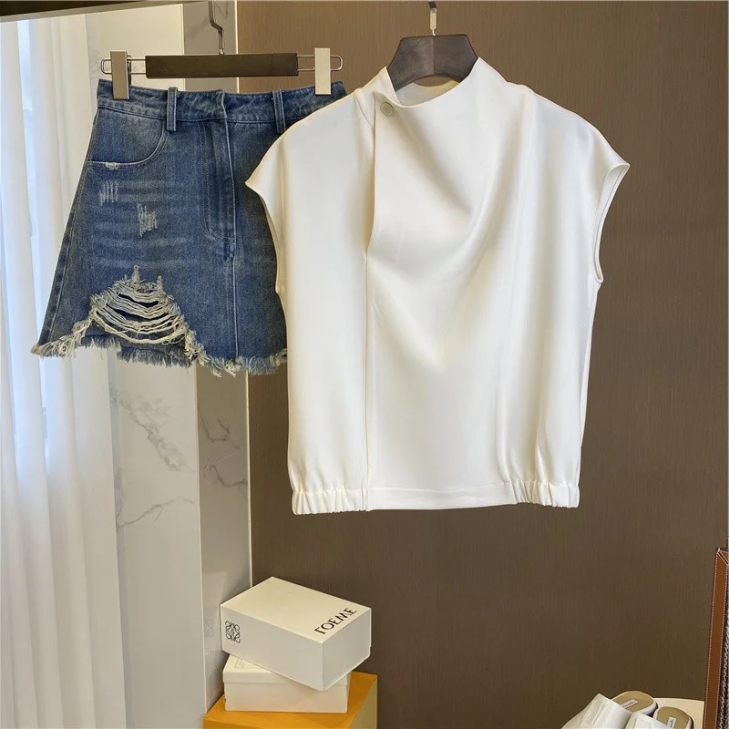 

Faionable Summer ort Sve irt Женский топ с эластичным подолом, универсальный дизайн, прямой крой, базовый цвет