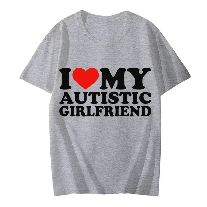 I Love My Autistic Boyfriend/Girlfriend Printed T-shirts for Men Women Couple Matching Clothes I Heart My Autistic BF/GF Tshirts view 5