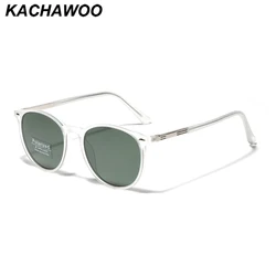 Kachawoo Polarized Sunglasses Round Frame Women Clear Green Fashion Sun Glassess for Men Driving Urltra-light Unisex Eyewear
