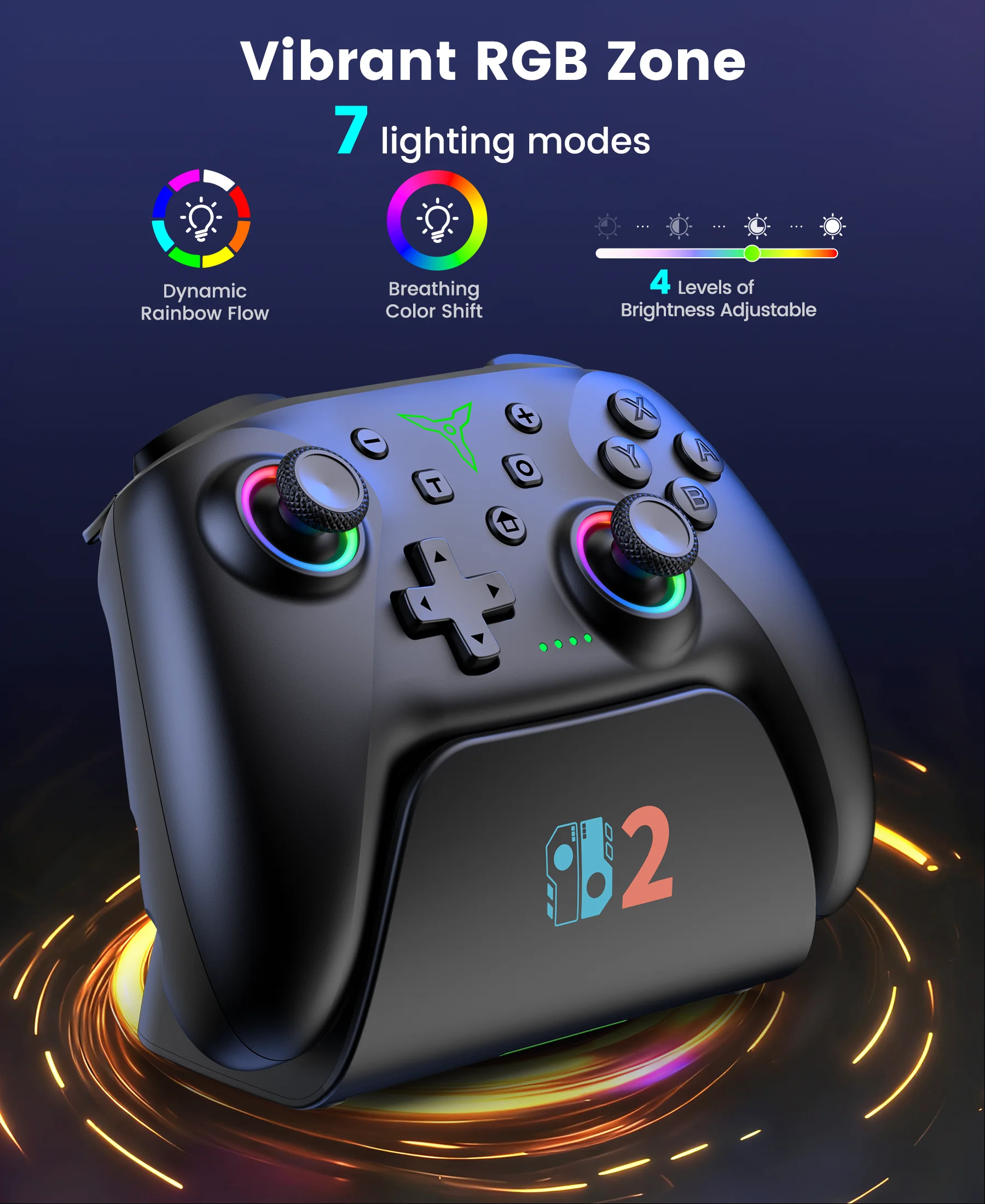 beboncool-nc3000-充電ハンドルとベース付きワイヤレスゲームパッド-ホールジョイスティックトリガー-switch2-oled-lite-マルチプレイ対応