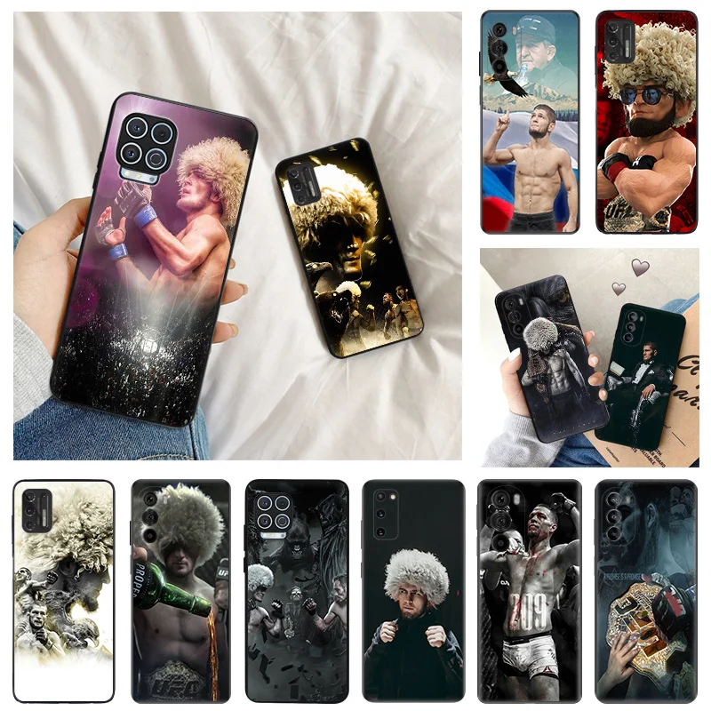 Ultra Thin Black Phone Case for Motorola G9 Edge 20 30 40 G50 G51 G60 G71 G22 G32 G52 G72 G53 G73 KHabib Nurmagomedov Cover