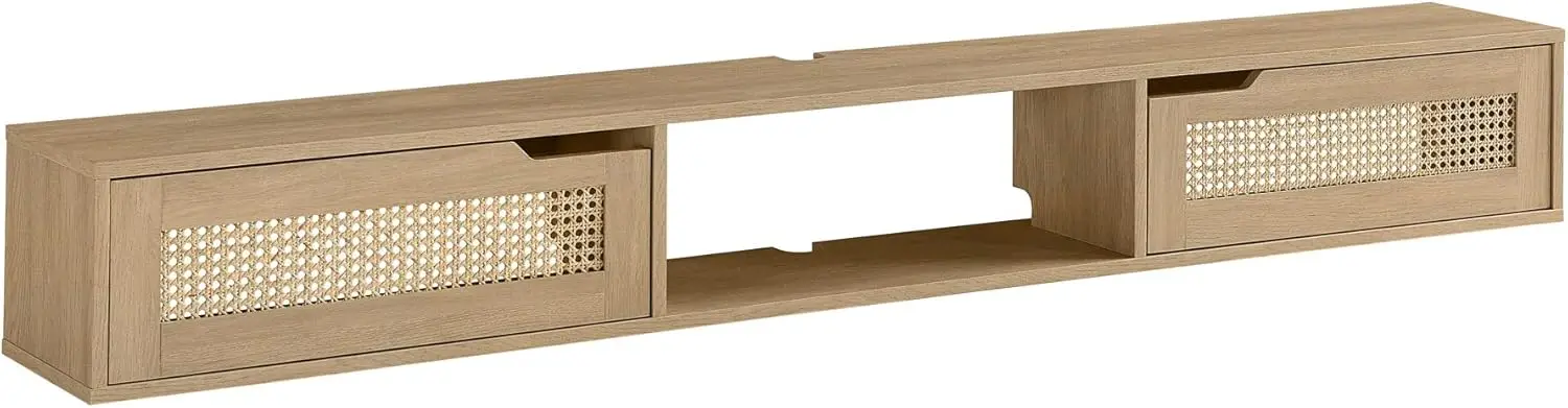 

Modern Rattan Flip-Down-Door Wall-Mounted Floating Stand For Tvs Up To 80 Hes, 70 H, Coastal Oak muebles para el hogar