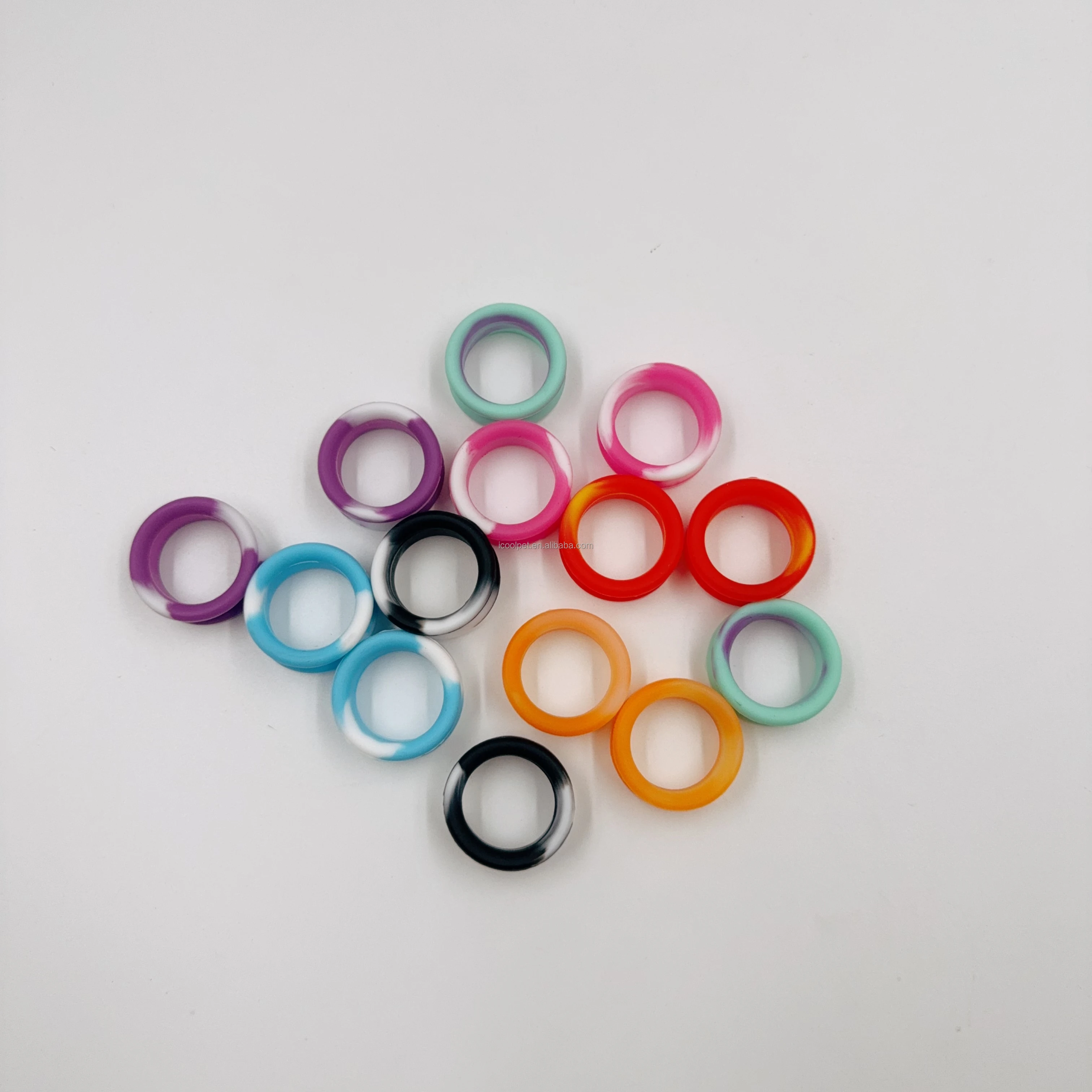 10Pis Softer Glitter Hair Pet Grooming Silicone Rubber Scissors finger ring inserts new style scissor rubbers