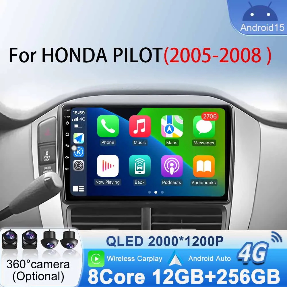 

Screen Touch Head Unit for Honda Pilot 2005 - 2008 Wireless Bluetooth Car Radio Multimedia Navigation GPS Android Carplay Stereo