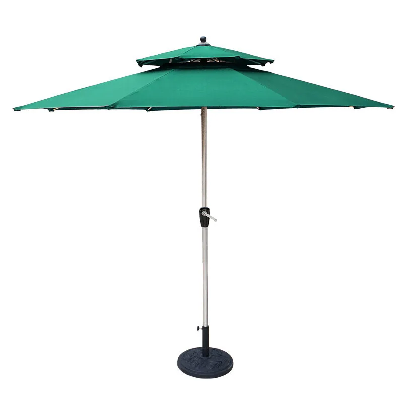 9 FT customize outdoor umbrella parasol 8 Ribs Hand Cranked Outdoor Solar electric automatic parasol