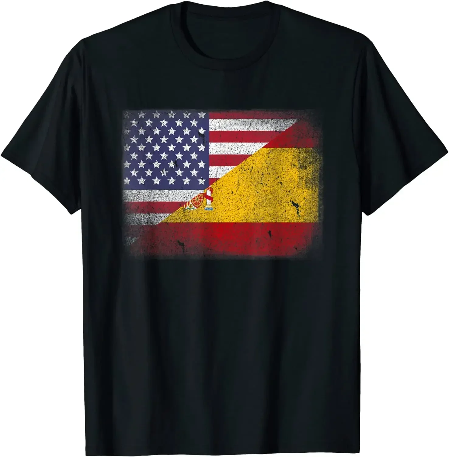Spanish American Flag Spain USA Espana T-Shirt 100% Cotton O-Neck Short Sleeve Summer Casual Mens T-shirt Streetwear