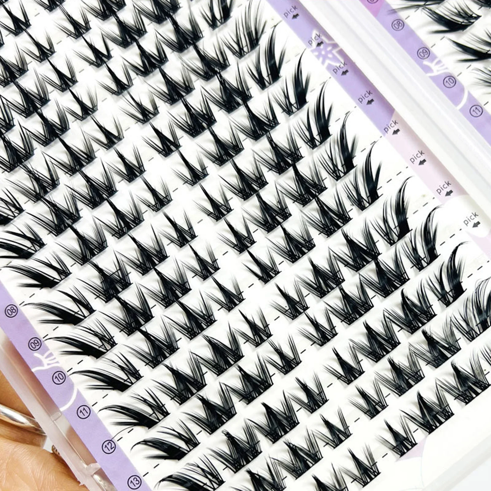 32 Pairs Fox Style False Eyelashes 7-13mm Mixed Length C Curl Black 0.05mm Fiber Lashes For Natural Volume Look