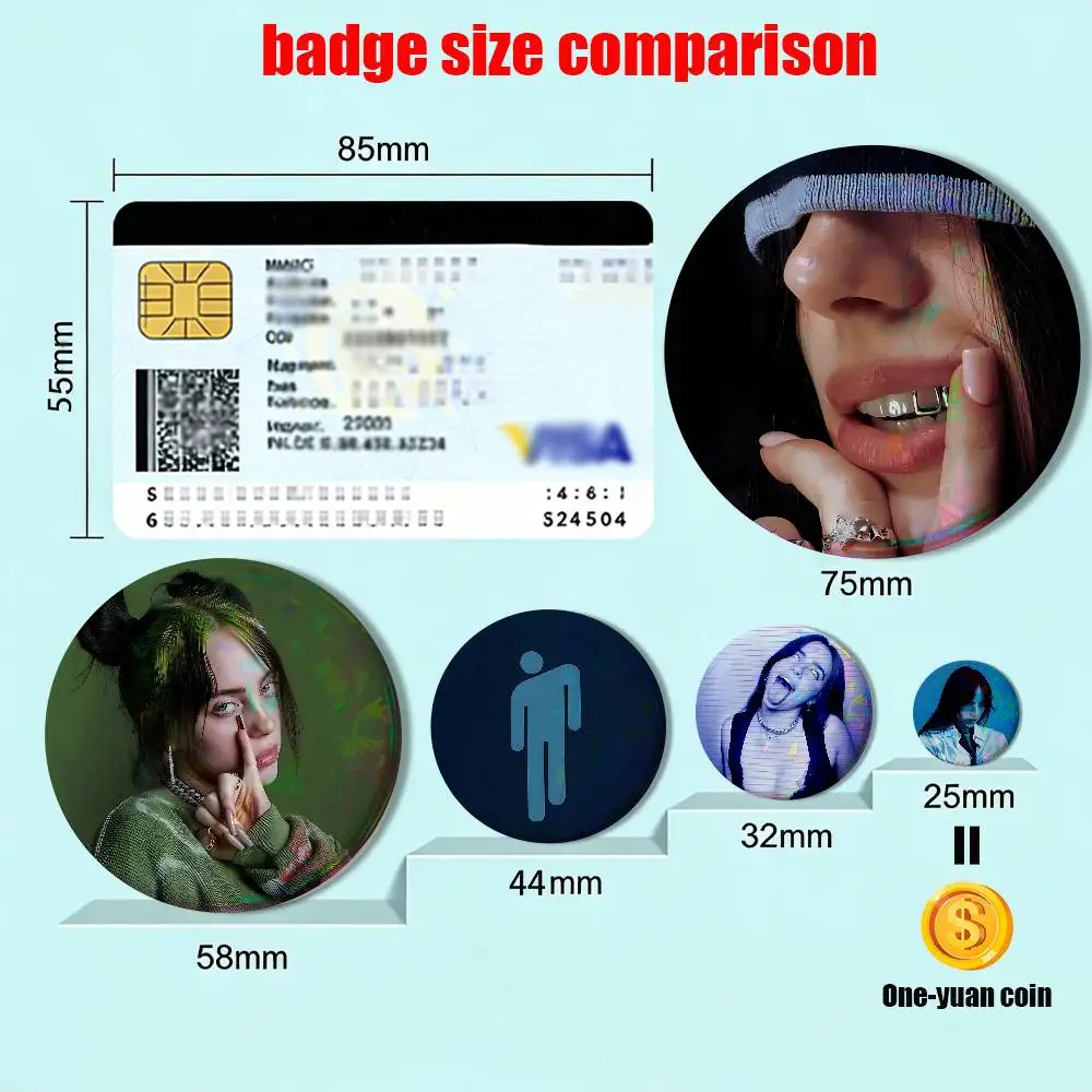 Hit Me Hard And Soft Billie Eilish HD Print 58mm 44mm Round Lapel Pins Pretty Derby Round Display Brooches Brooch Badges