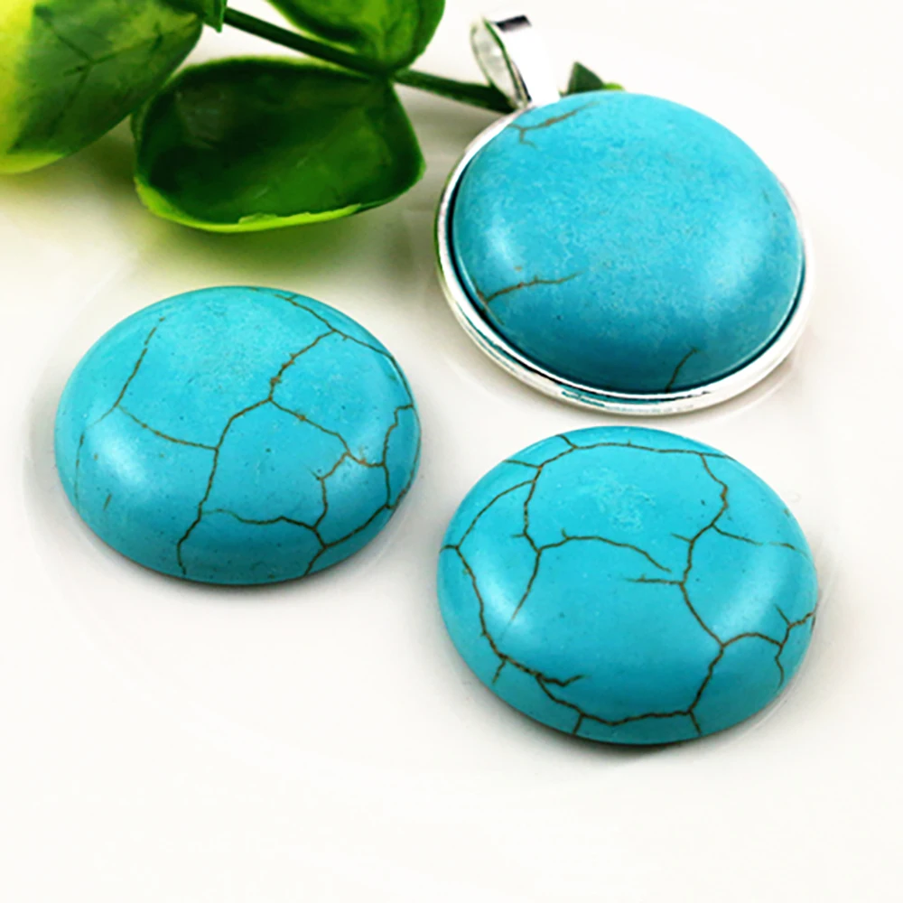 New Fashion 10pcs 25mm  Naturelle Turquoise Material Flat Back Cabochons Cameo  G4-17