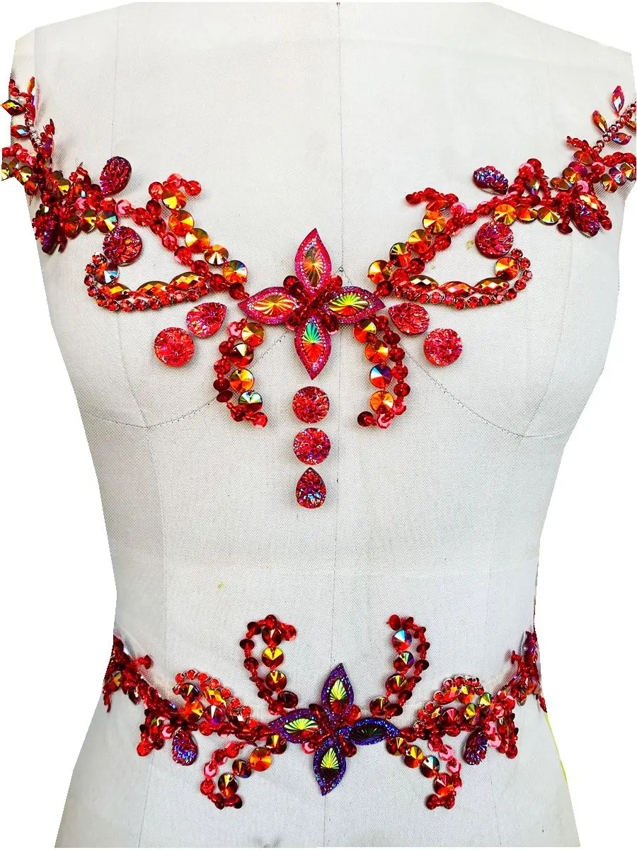 Conjunto de correas de cristal con diamantes y cuentas para el cuello, decoración de ropa, accesorio para vestido de noche, Material de diamantes de imitación de lujo