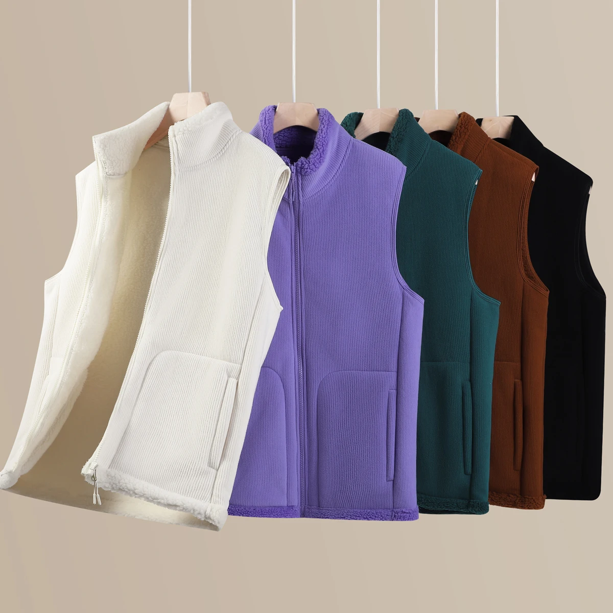 

Женская повседневная верхняя одежда Thiened Fce Jaet Svel, жилет на осень-зиму, теплая куртка-стойка с застежкой-молнией...