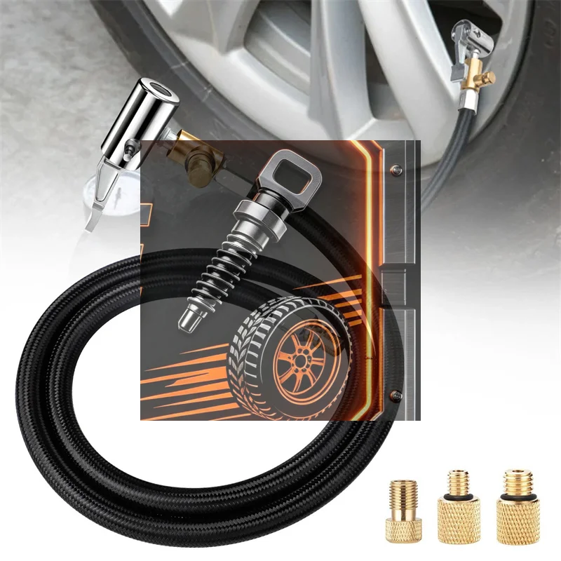 Quick Connect Release Flexible Braided Hose Tire Valve Connection Tube Inflator Compressor Pump Extension Hose For Car
