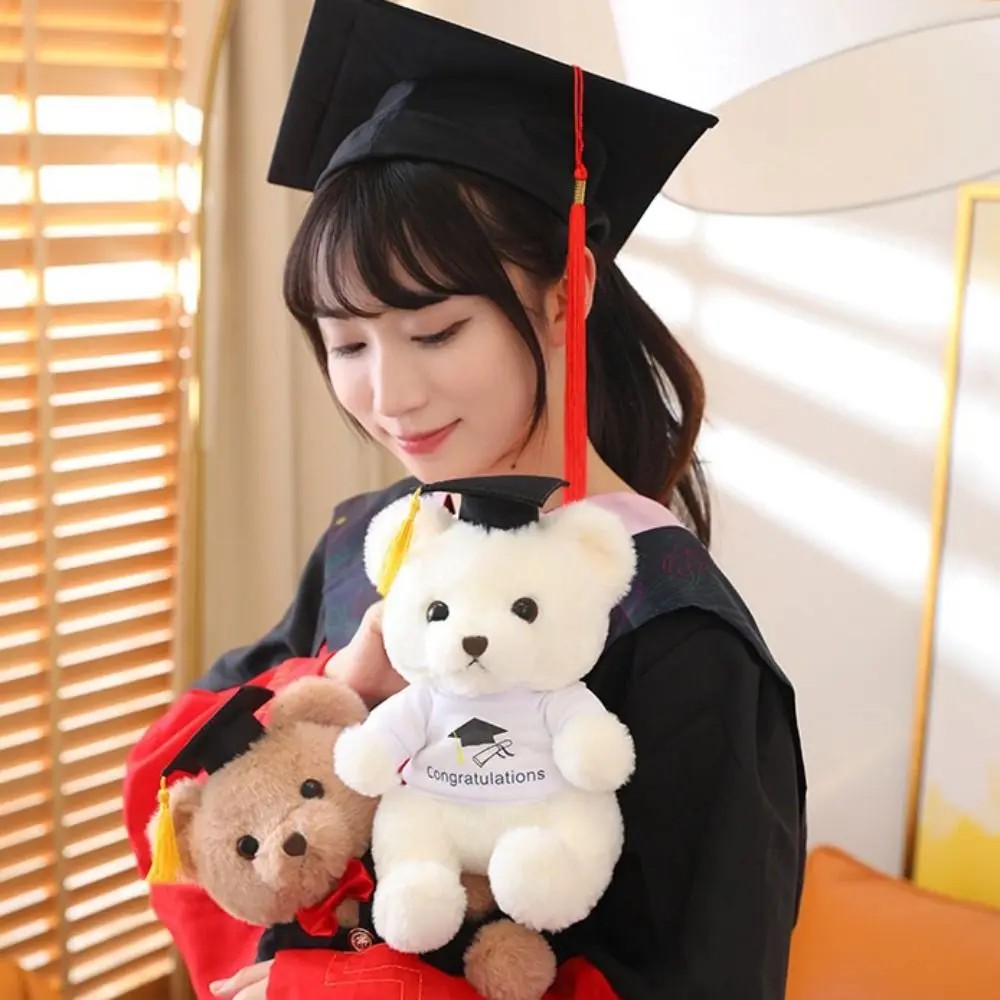 Stuffed Toy Doctor Cap Graduation Bear Doll Cartoon With Doctorial Hat Bachelor Bear Plush Toy Sitting 23cm