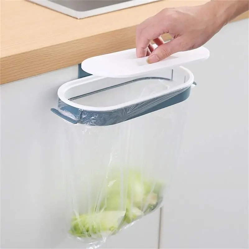 Portable Hanging Trash Bag Holder Kitchen Over the Cabinet Garbage Bag Rack B95B