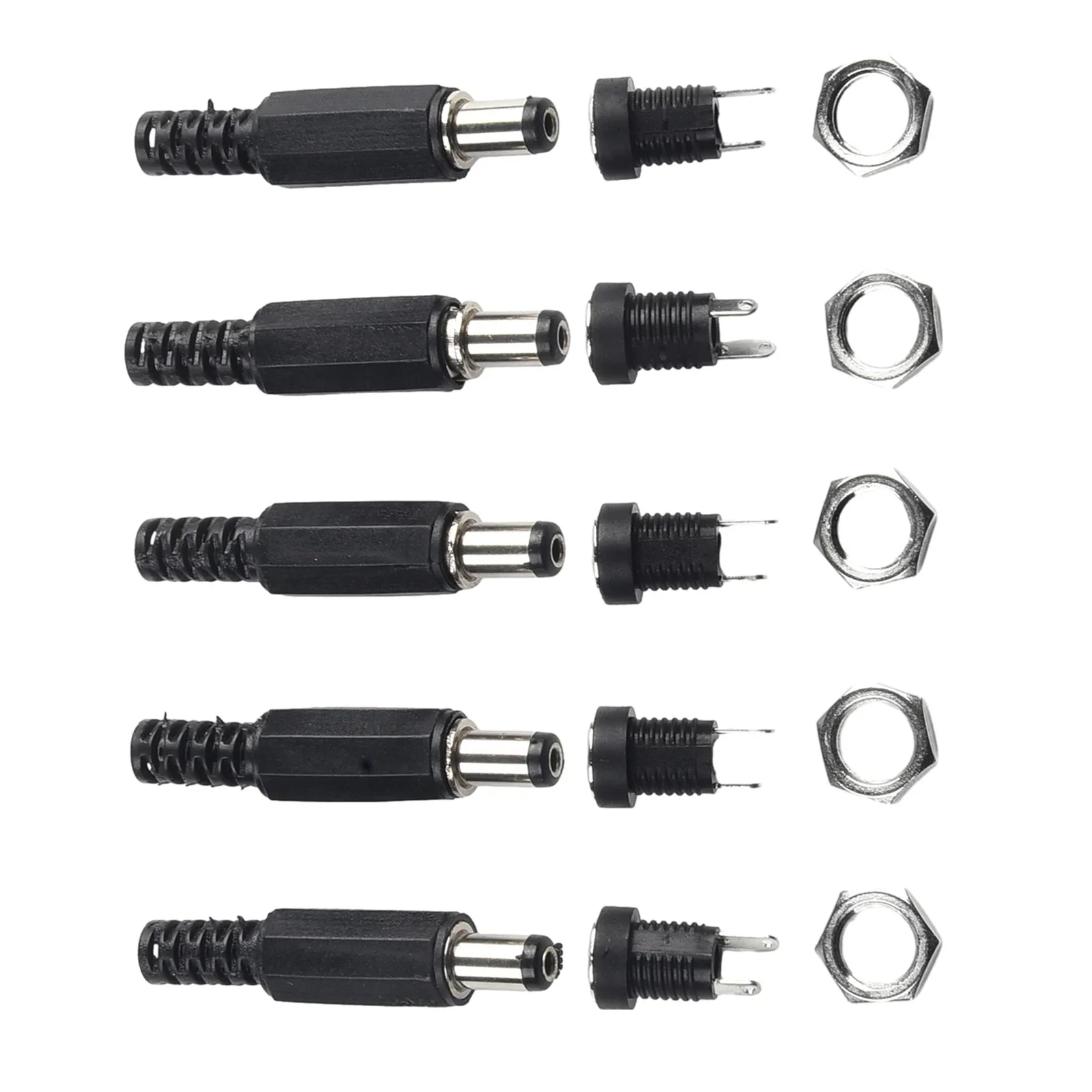 5 Pairs DC 12V Male Jack Plug Female Socket Panel Mount Power Connectors Terminals Blocks Electrical Equipment Supplies