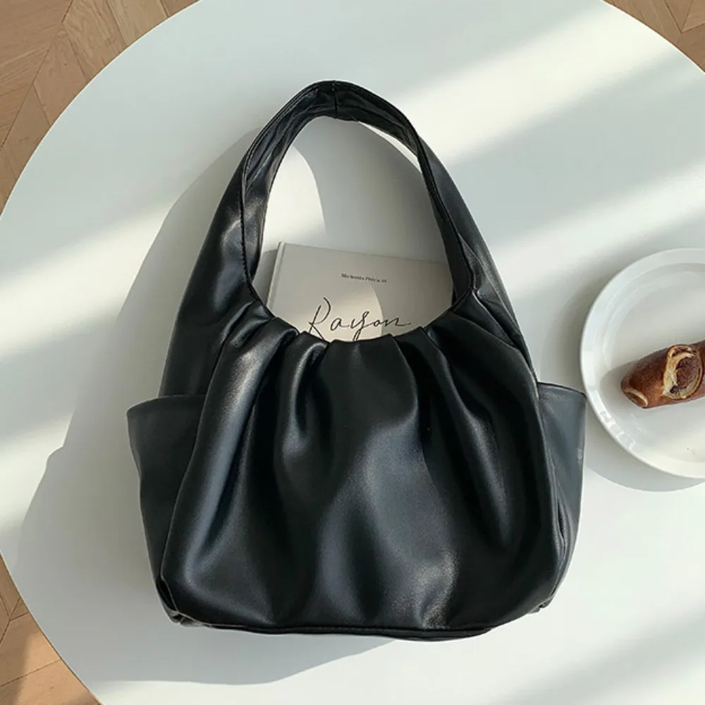 

Korean Style Pleated Handbag Underarm Bag Shoulder Bag Croissant Cloud Bag Single Shoulder Dumpling Bag PU Leather Underarm Bag