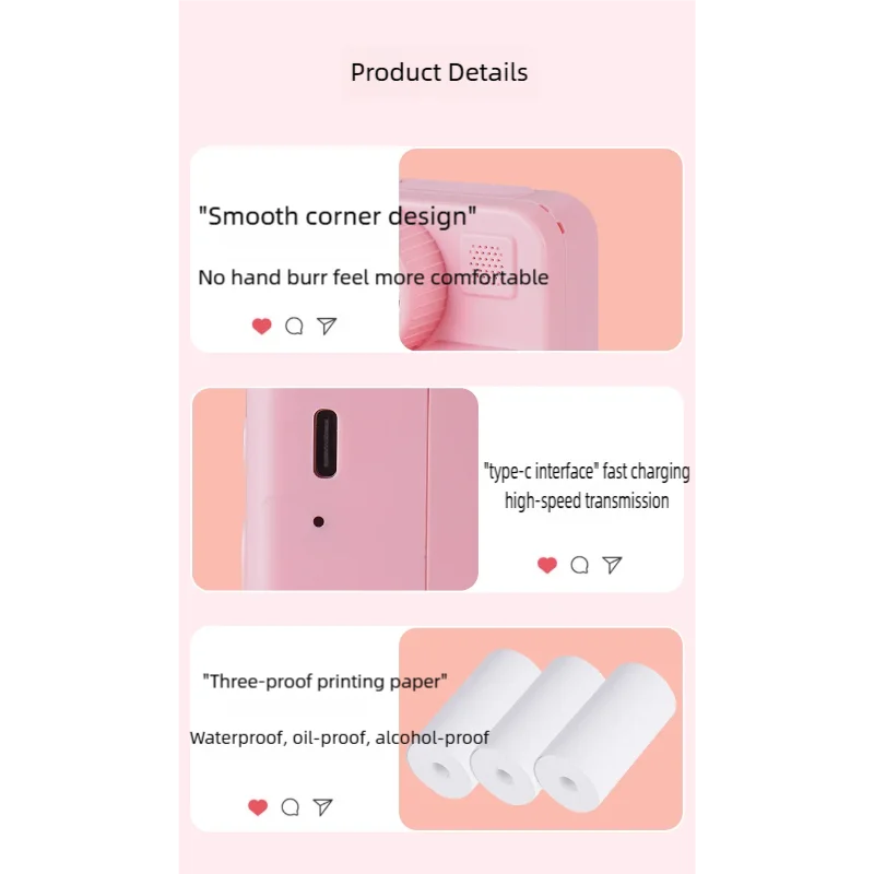 Caméra jouet multifonctionnelle transfrontalière pour enfants, caméra Polaroid instantanée avec impression Selfie, Mini caméra Portable compacte