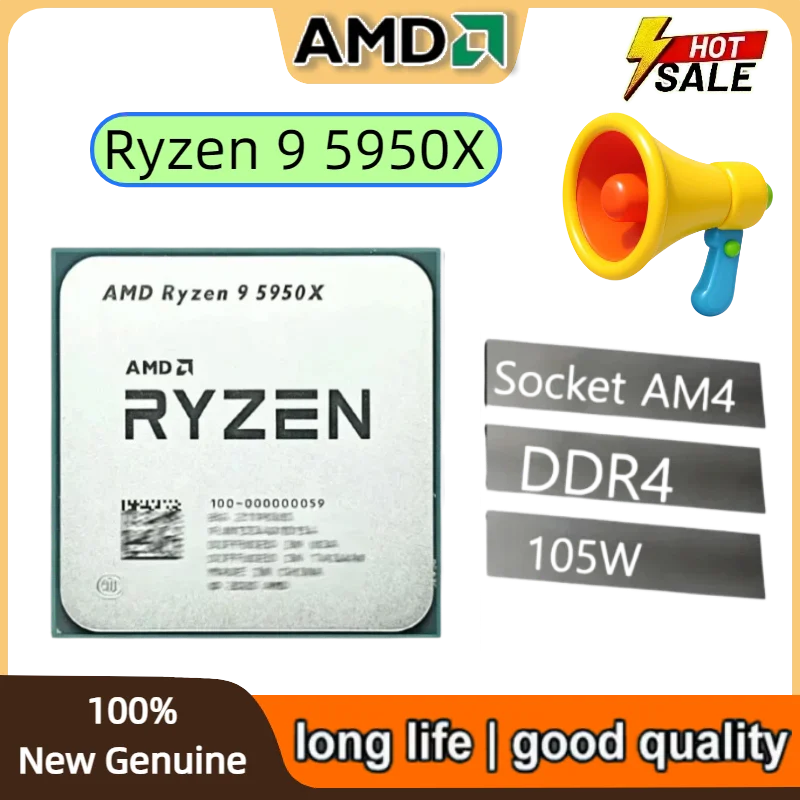 AMD R9 5950X Ryzen 9 5950X de 16 Núcleos a 3.4 GHz, Socket AM4, 105W