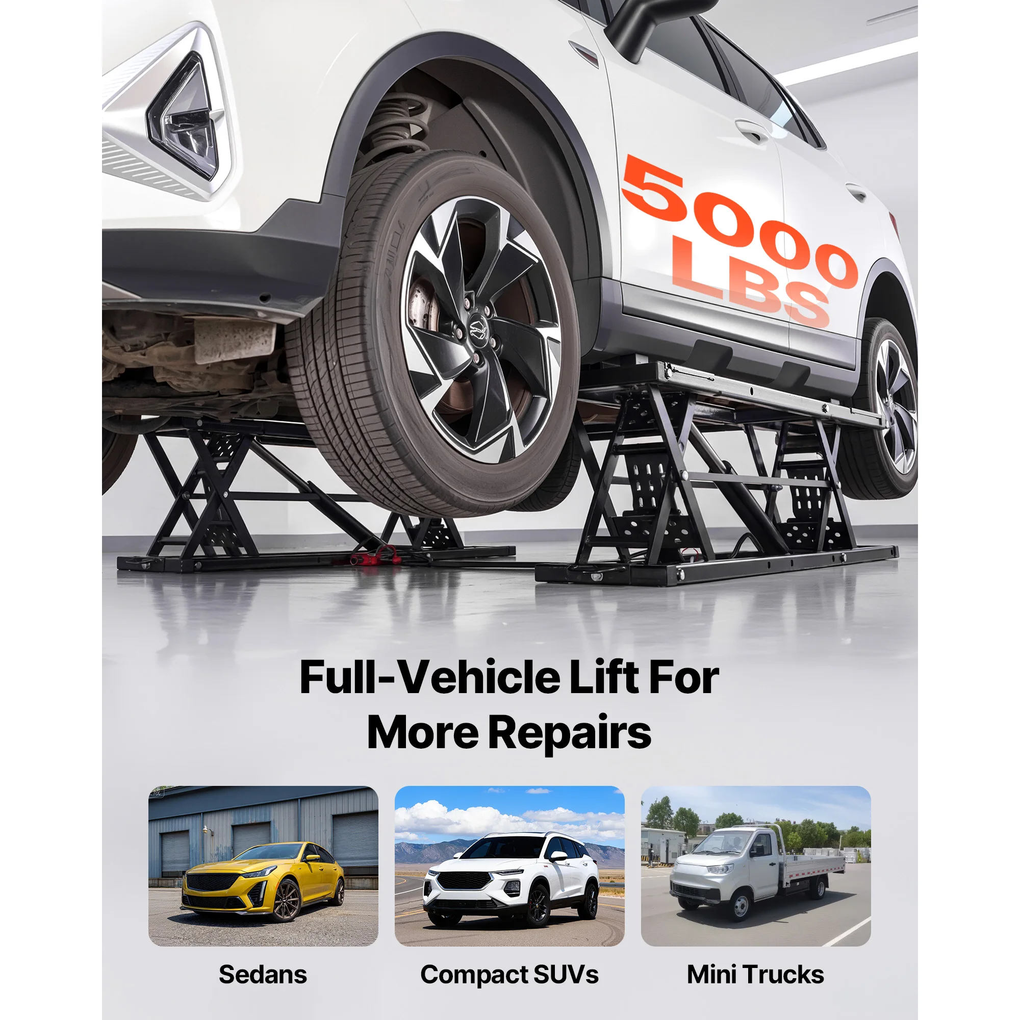 VEVOR Portable Car Lift 5000/7000lbs Heavy Duty Lift 25.6/26.8
