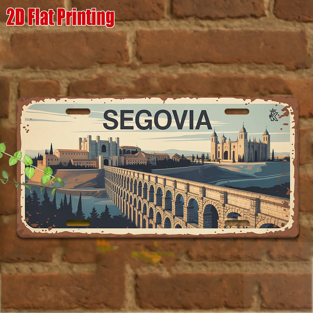 Letrero Metálico Vintage Plano 2D, Impresión Plana 2D, 1 Pieza, Solo para Decoración, Arte de Pared para Exteriores (29.97cm * 14.99cm), Aluminio SEGOVIA
