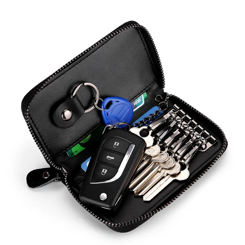 Genuine Leather KeyChain Unisex Key Bag Multifunction Organizer Wallet Holder Smart Housekeeper Car Small Key Case Keys Pouch