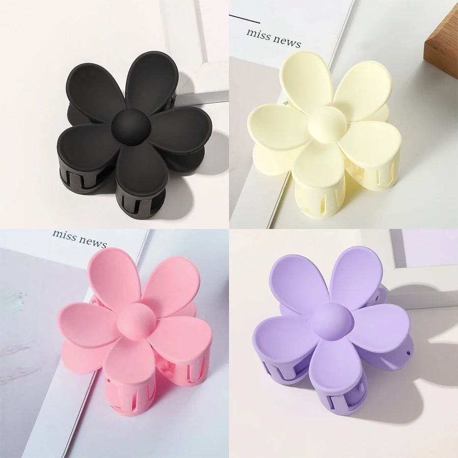 

4pcs Flower Shape Hair Claws Set Plastic Hair Clips Versatile Headdress Hair Accessories for Beach Jewelry Bathing Hair Fixing