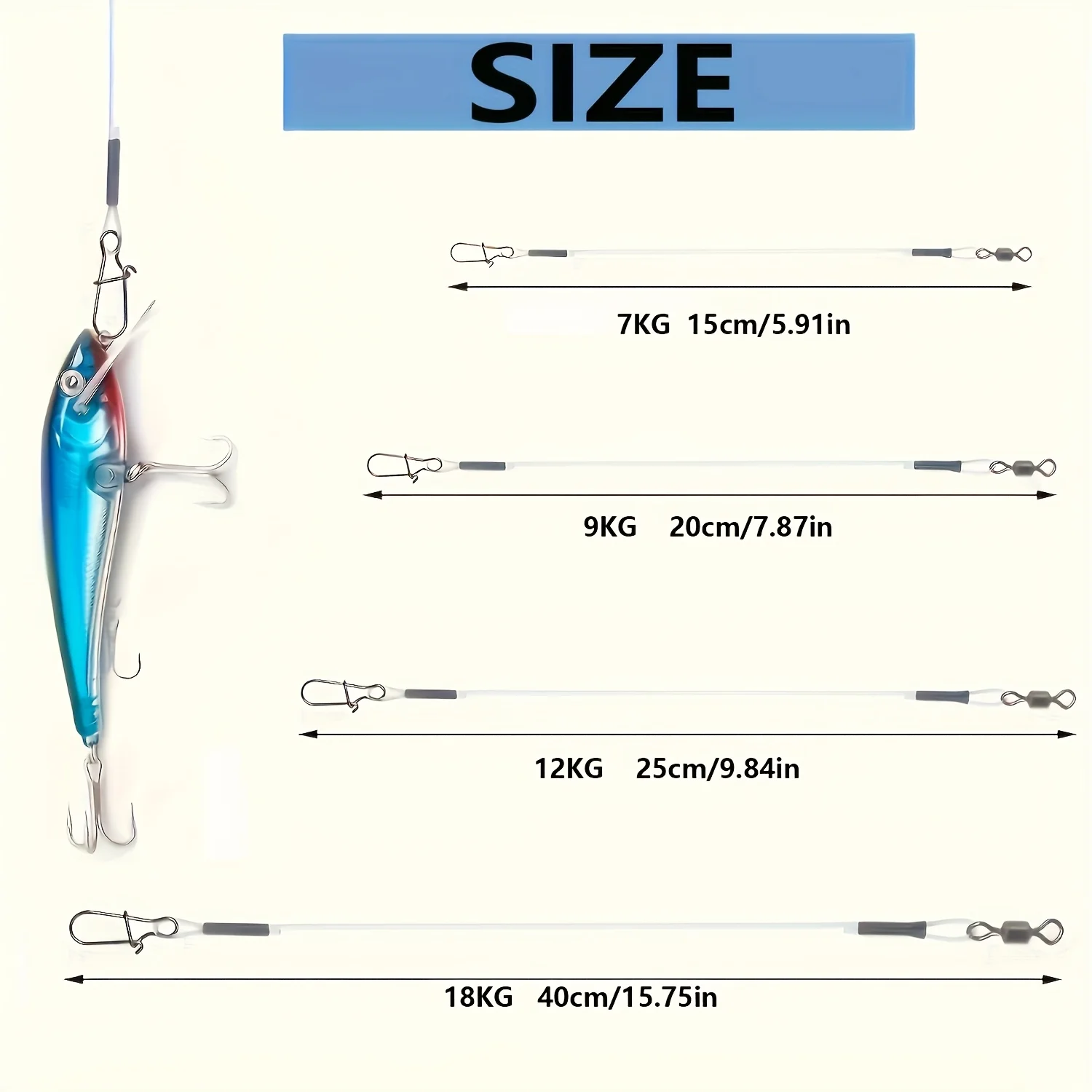15 قطعة من قادة الصيد الفلوروكربون من ألياف الكربون مع دوارات دوارة وأزرار قفل سريعة، دوران عالي السرعة، 360 درجة ° دوار، فاس #2