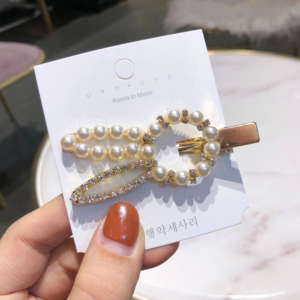 

2 Pcs Pearl Rabbit Shaped Clips Girls Barrettes Decor Elegant Wedding Party Daily Life Hair Accessories Thin Hair Grip