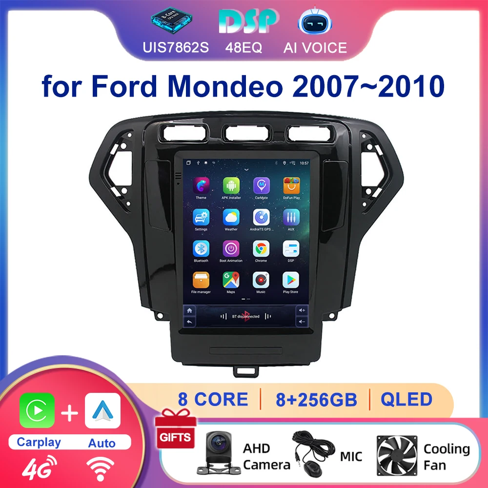 9.7 Inch Android 13 Carplay Touch Screen Autoradio GPS Navigation Stereo Radio Car Multimedia Player for Ford Mondeo 2007~2010