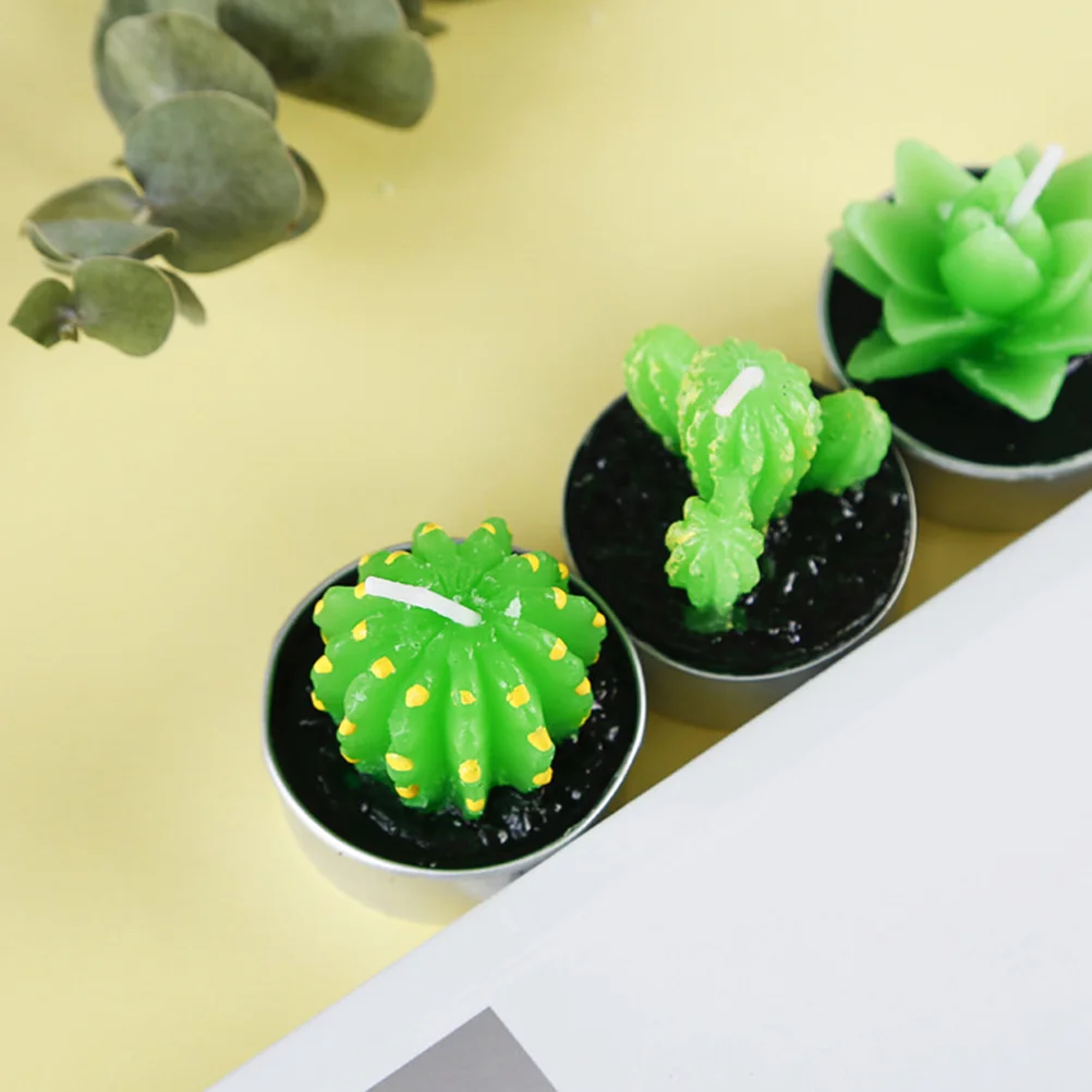 6 PCS Realistic Candles Handmade Succulent Cactus Creative Tealight Plant Paraffin