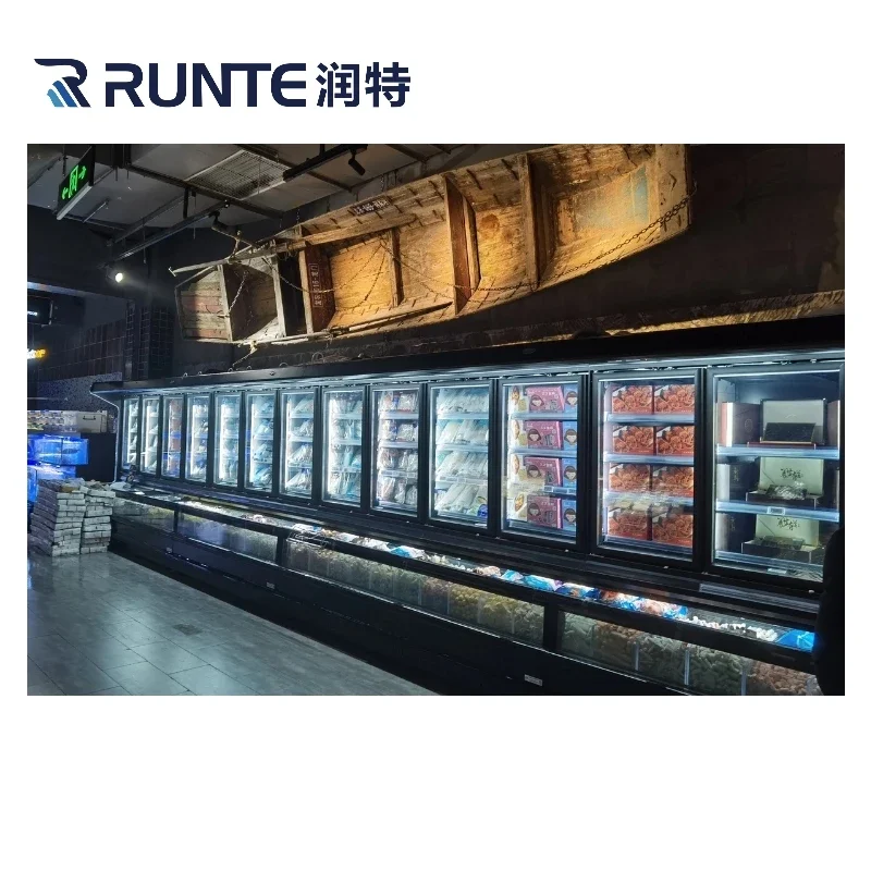 Commercial Freezer Cabinet with Glass Door LED Lighting Cooling Technology for Frozen Food for Supermarket Use display chiller