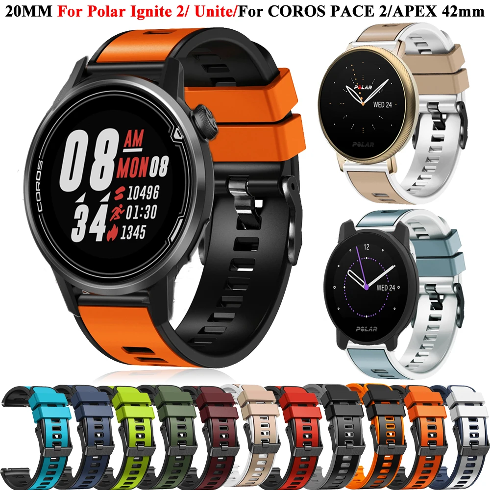 Silicone Straps For COROS PACE 2/COROS APEX 42mm Smartwatch Polar Band Replacement Wristband Accessories Bracelet ремешок correa